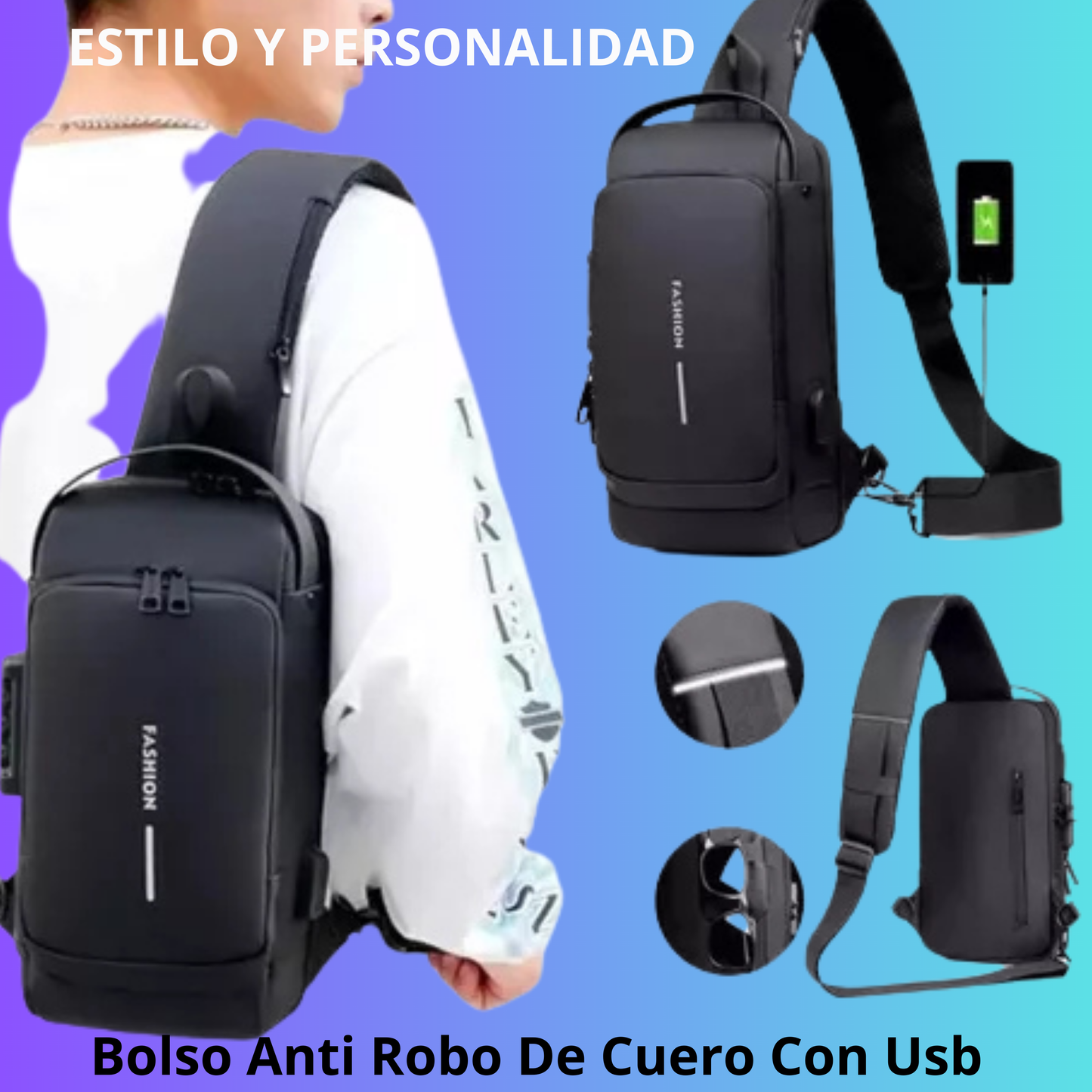 COMBO DE LOCURA: BOLSO ANTIRROBO 37CM + RELOJ T800 ULTRA + AUDIFONOS I12