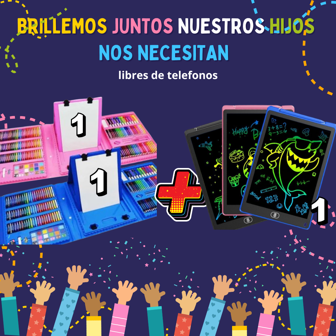 Set De Arte para Niños Maleta 208 Piezas y Tablet 12p Dibujo Multicolor