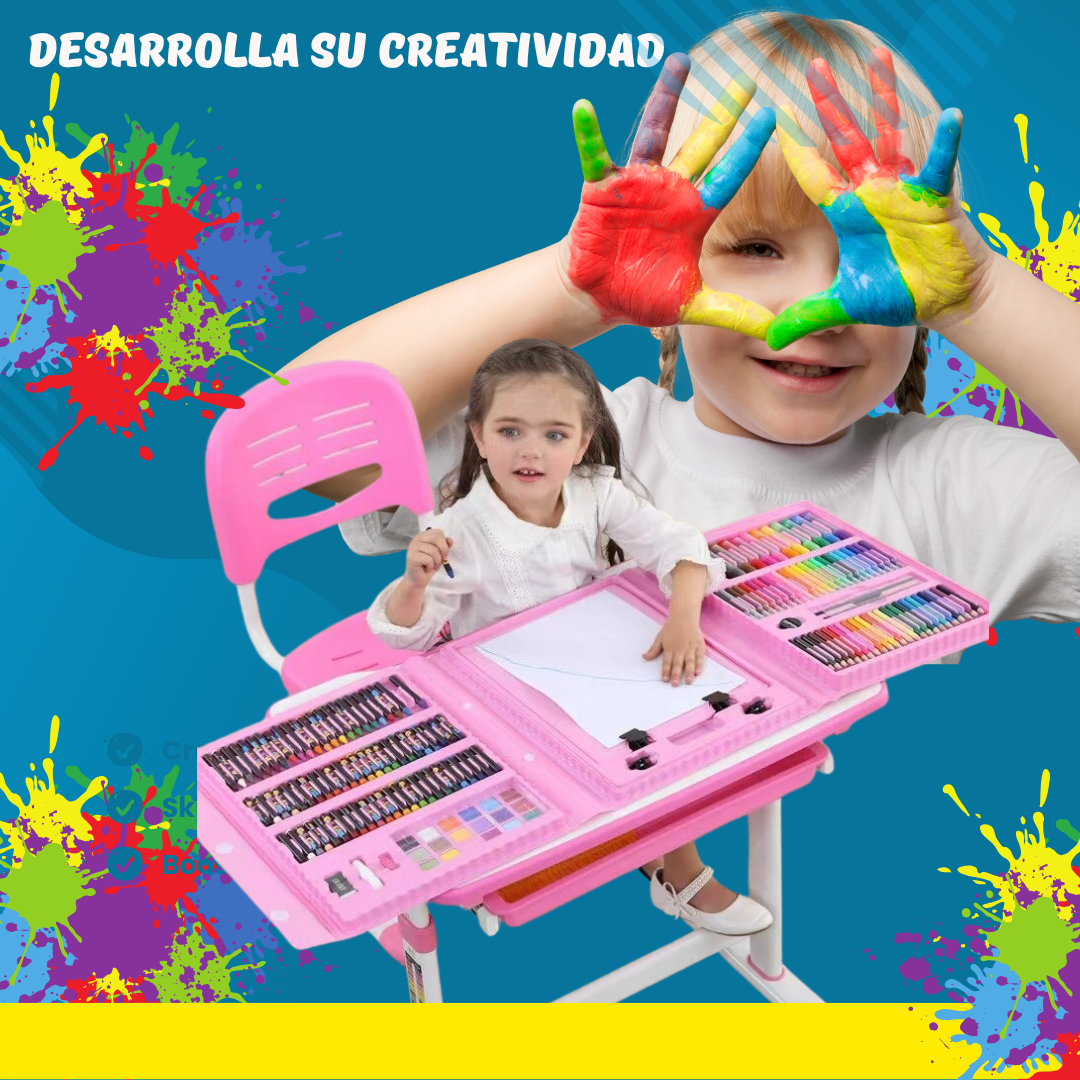 Set De Arte para Niños Maleta 208 Piezas y Tablet 12p Dibujo Multicolor